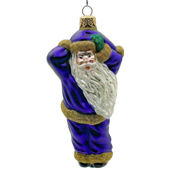Patricia Breen Hold Onto Your Hat Purple Santa Claus Christmas Tree Ornament - Picture 1 of 12